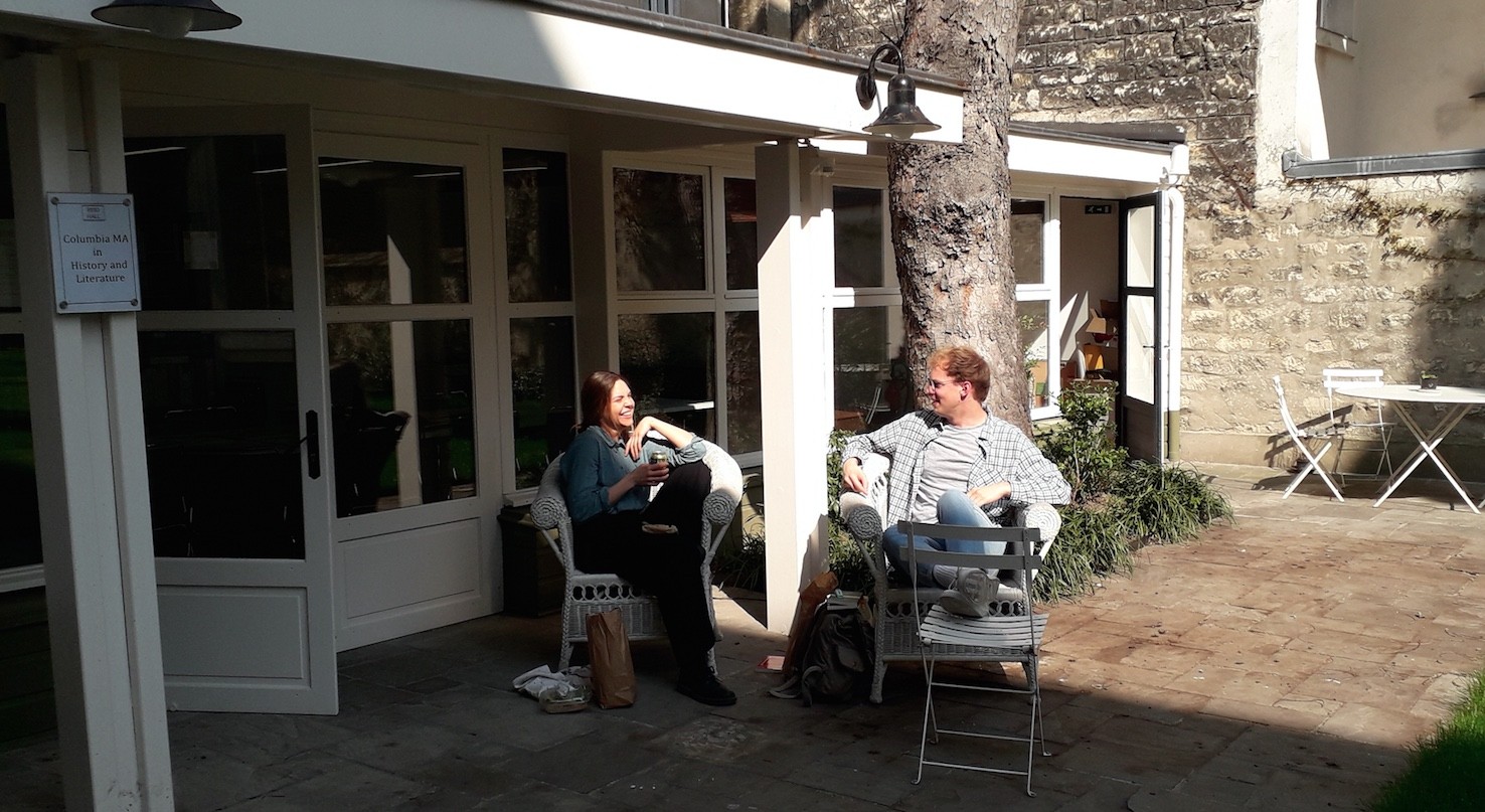 Students studying in the garden
